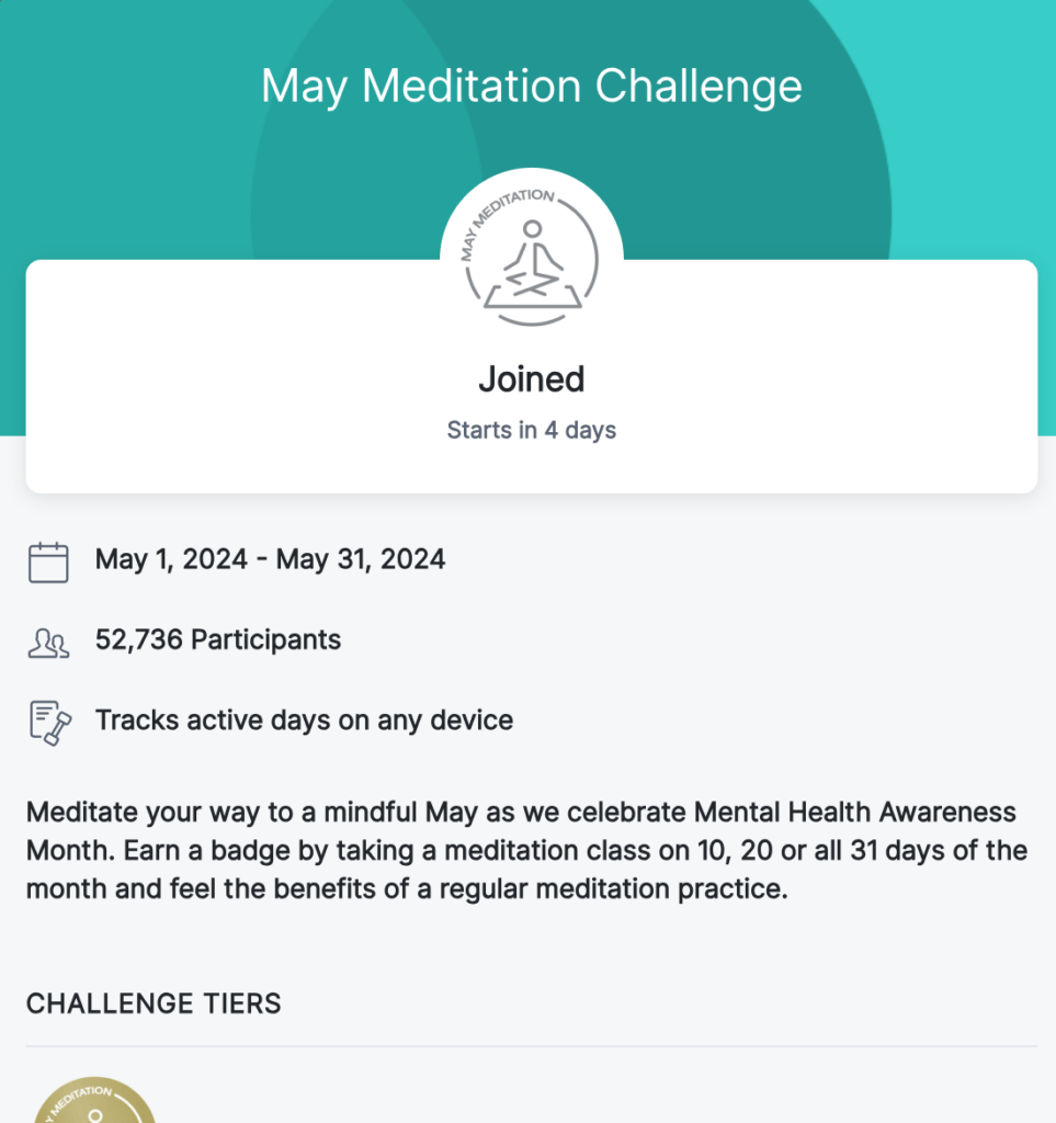 Peloton May Meditation Challenge